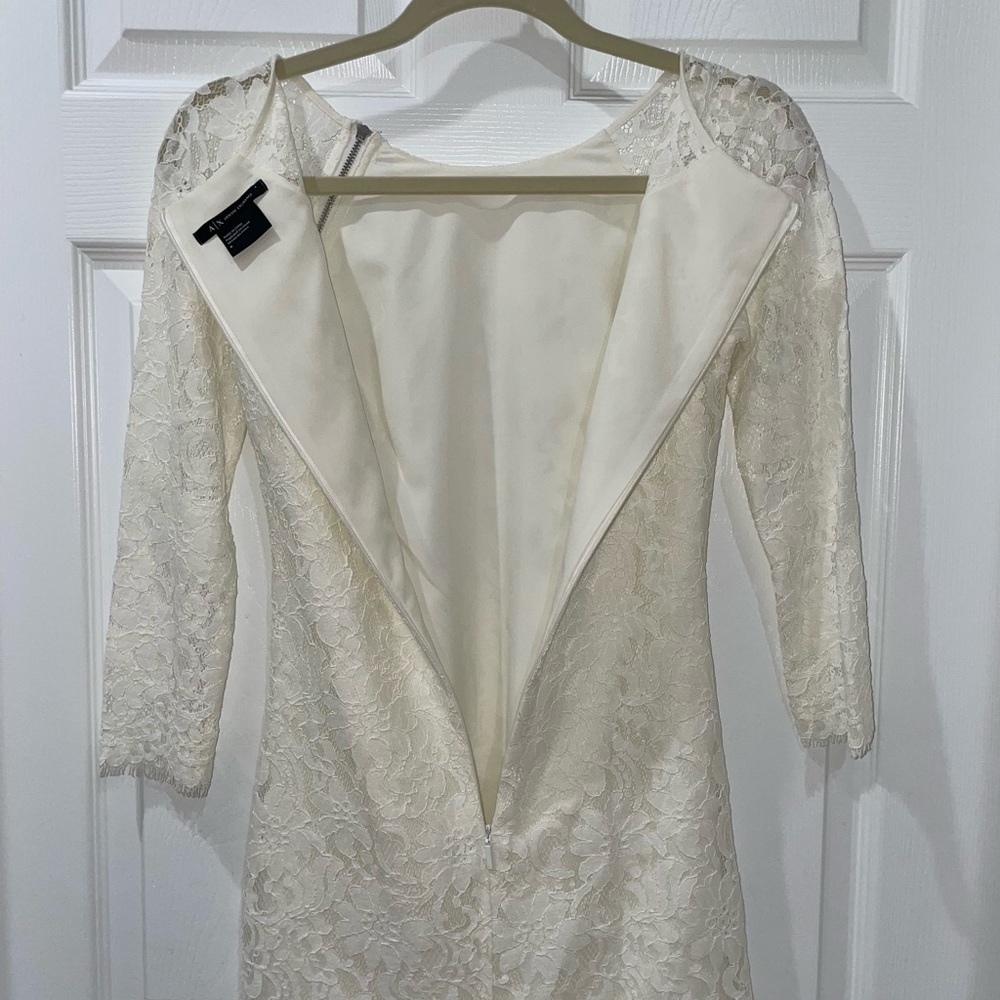 💰3 For $25 💰Armani Exchange Off White Lace Mini Dress SZ 0 - Picture 9 of 9